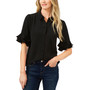 Women's Short Sleeve Ruffle-Sleeve Button Down Blouse