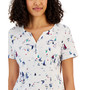 Women's Boat-Print Knit Short-Sleeve Henley Top, Created for Macy's