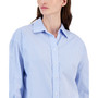 Women's Long-Sleeve Dropped-Shoulder Pinstripe Shirt