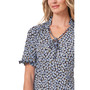 Women's Short Sleeve Ruffle V-Neck Printed Knit Top