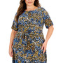 Plus Size Dot-Print Midi Fit & Flare Dress