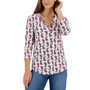 Women's Printed V-Neck 3/4-Sleeve Top, Created for Macy's