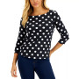 Women's Dot-Print Boat-Neck Top, Created for Macy's