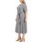 Plus Size Printed Fit & Flare Tie-Waist Knit Midi Dress