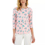 Women's 3/4-Sleeve Strawberry Boat-Neck Top, Created for Macy's