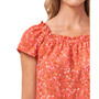 Women's Short Sleeve Floral Ruffled Square Neck Blouse