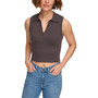 Petite Cotton Ribbed Crop Polo Top
