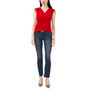 Women's Solid-Color V-Neck Shirred-Shoulder Top