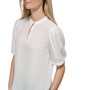 Women's Keyhole-Front Button-Detail Short-Sleeve Blouse