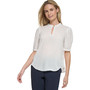 Women's Keyhole-Front Button-Detail Short-Sleeve Blouse