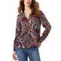 Women's Printed Long-Sleeve Slim-Fit Utility Blouse