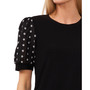 Women's Crew Neck Embroidered Puff-Sleeve Knit Top