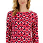 Women's Printed Boat-Neck 3/4-Sleeve Top, Created for Macy's