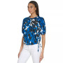 Smocked Yoke Abstract Print Tie Hem Top