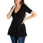 Quarter Sleeve Tunic Top with Button Detail