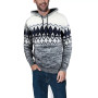 Men's Color Blocked Pattern Hooded Sweater