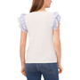 Women's Crew Neck Double-Ruffle-Sleeve Knit Top