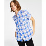Women's Cotton Plaid Pocket Camp Shirt