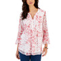Petite Printed Ruffled Blouse, Created for Macy's