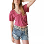 Women's Sandwash Surplice-Neck Short-Sleeve Top