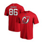 Men's Jack Hughes Red New Jersey Devils Authentic Stack Name and Number T-shirt