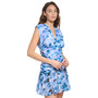 Women's Chiffon Ruched Printed V-Neck Mini Dress