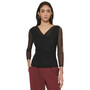 Women's Mesh Long-Sleeve Faux-Wrap Top