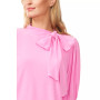 Women's Puff-Sleeve Bow-Neck Elbow Sleeve Top
