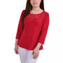 Women's Crepe Knit Top with Strip Details