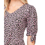 Women's Floral-Print Tie-Sleeve V-Neck Knit Top