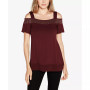 Women's Embellished Cold-Shoulder Top