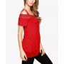 Women's Embellished Cold-Shoulder Top