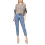 Women's Floral Flutter Sleeve Henley Top