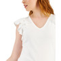 Women's Solid Ruffled-Sleeve V-Neck Top