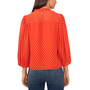 Women's Long Sleeve Contrast Clip-Dot Pleated Blouse