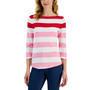 Women's Striped Boat-Neck 3/4-Sleeve Top, Created for Macy's