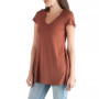 Women's Short Sleeve Loose Fit Tunic Top with V-Neck