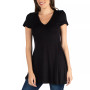 Women's Short Sleeve Loose Fit Tunic Top with V-Neck