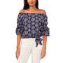 Petite Printed 3/4-Sleeve Off-The-Shoulder Top