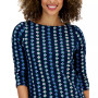 Petite Climbing Blooms Boat-Neck Button-Trim Top, Created for Macy's