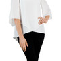Women's Flutter-Sleeve Asymmetrical-Hem V-Neck Blouse