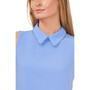 Women's Sleeveless Collared Dot Trim Blouse