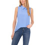 Women's Sleeveless Collared Dot Trim Blouse