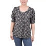Petite Printed Balloon Sleeve Top