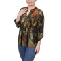 Petite 3/4 Roll Tab Sleeve Printed Pintuck Top