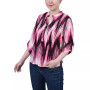 Petite 3/4 Roll Tab Sleeve Printed Pintuck Top
