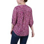 Petite 3/4 Roll Tab Sleeve Printed Pintuck Top