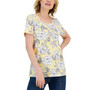 Women's Papercut Floral Scoop-Neck Short-Sleeve Top, Created for Macy's