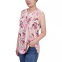 Petite Sleeveless Printed Pintucked Blouse