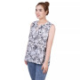 Petite Sleeveless Printed Pintucked Blouse